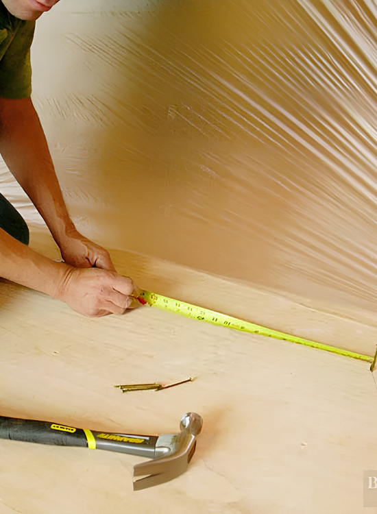 A man doing measurement for floor installation